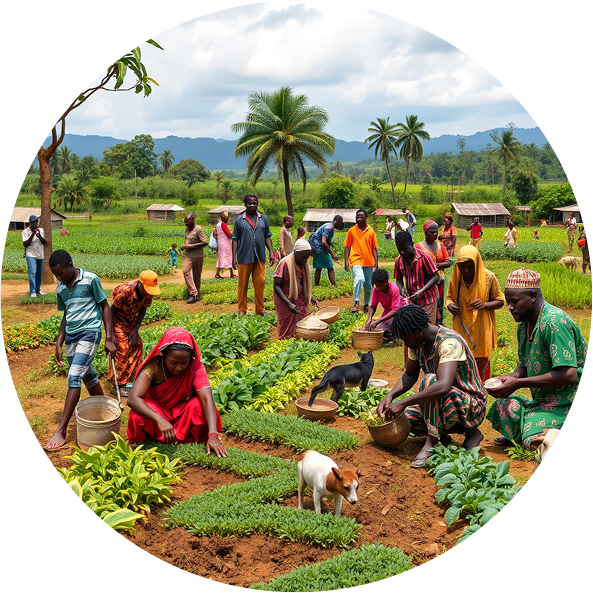 Farmer tending crops